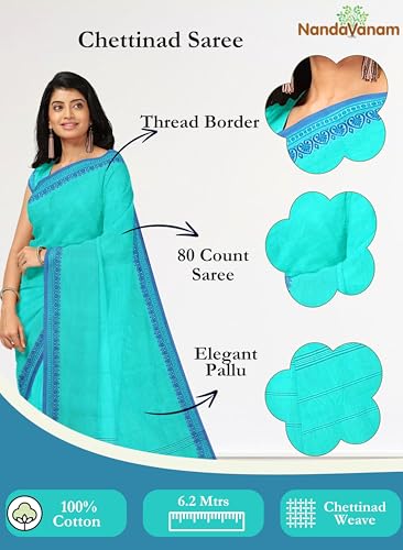 Image of Women's Chettinad Cotton Sarees | Handloom Saree with Blouse | Pure Cotton Sarees for Women Daily use and All Occasion Wear| Soft, Comfort Cotton Saree