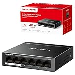 MERCUSYS MS106LP 6-Port 10/100Mbps Network Switch with 4-Port PoE+, Ethernet Splitter PoE Power up to 30 W, Compatible with 802.3af/at PDs, Power Management, Metal Case, No Configuration Required