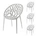 Lot de 4 chaises de jardin en plastique empilables Motif forêt Blanc