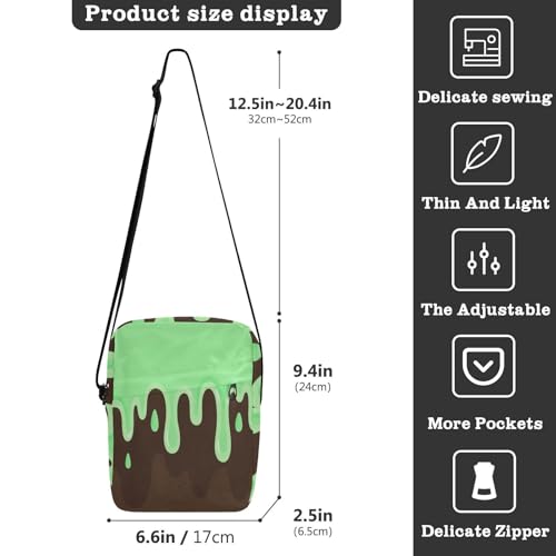 Graffiti Art Brown Green messenger bag cute cross body bag men Women's Purses Adjustable Strap for work business3