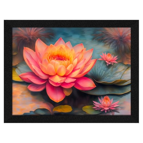 Image of ArtX Paper Bloomed Lotus Painting For Vastu, Wall Art, Lotus Painting For Wall Vastu, Wall Decor, Multicolor, Nature, 13.0 X 10.0 inch, Set of 1