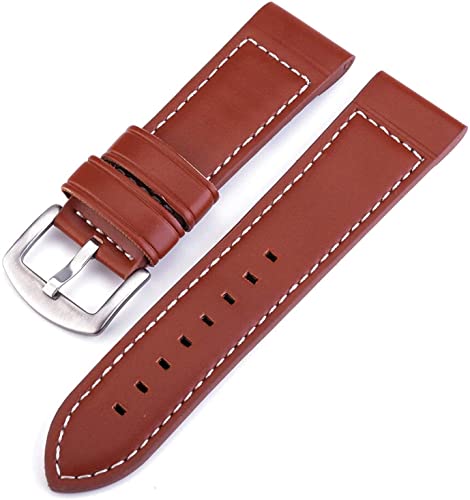 Bracelet de montre en cuir élégant 18-24mm pour hommes et femmes avec boucle en acier
