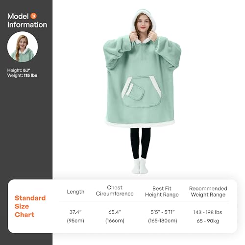 Image of Giggling Getup Wearable Blanket Hoodie for Women Men Gifts for Women Mom Wife Sherpa Fleece Hooded Blanket Sweatshirt Cozy Sherpa Wearable Throw with Pocket & Sleeves for Adult Standard Sage Green
