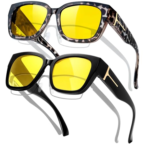 KANASTAL Gafas Conducción Nocturna pack de 2 Superpuestas Amarillas Hombre