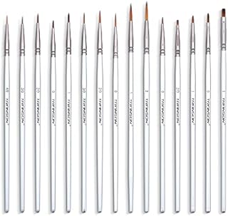 Transon Fine Detail Paint Brush Set 15pcs for Miniature Models Craft Painting Body Painting with Acrylic Gouache Watercolor Tempera and Oil Paint