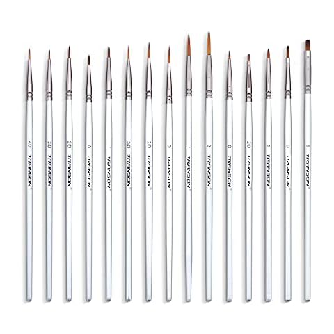 Transon Fine Detail Paint Brush Set 15pcs for Miniature Models Craft Painting Body Painting with Acrylic Gouache Watercolor Tempera and Oil Paint Cover