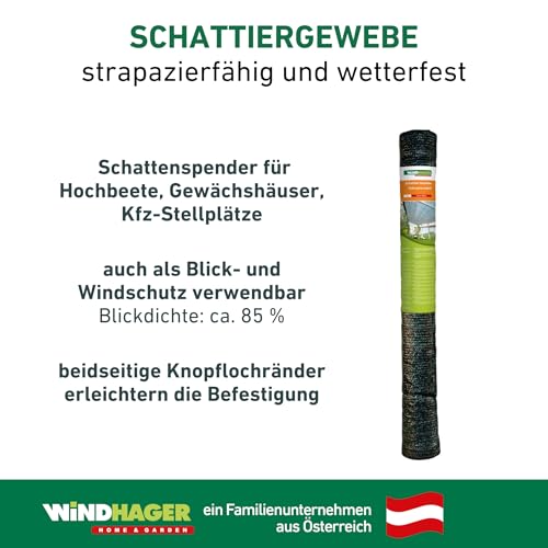 Windhager Schattier-Gewebe, Schattenspender für Hochbeete, gewächshäuser oder Kfz-Stellplätze, 2 x 10 m