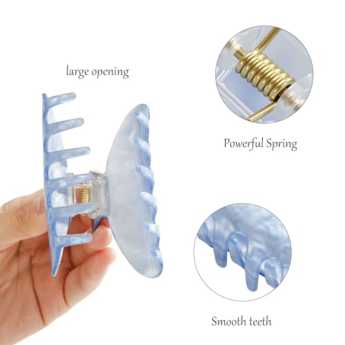 Image of CWJCYTNSN 2 PCS Blue Hair Claw Clips for Women Non-slip Claw Clips Strong Hold Large Hair Clips for Thick Thin Hair Elegant Hair Accessory for Girls