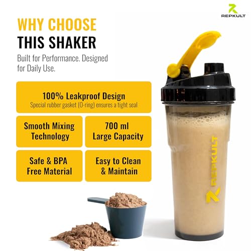 Image of Protein Shaker Bottle for Gym, Leak Proof BPA Free Gym Shaker 700ml with Mixing Ball | Shaker for Protein Shake, Pre Workout & Water | Sipper Gym Bottle for Men & Women