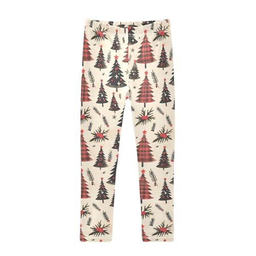 KLL Buffalo Plaid Christmas Trees Toddler Girls Legging Casual High Waisted Dance Pants Sports