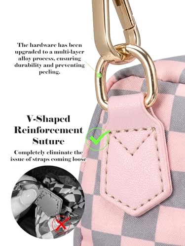 Image of Black and White Checkered Crossbody Bag Bum Bag for Women,Spacious Checkered Purse Fanny Packs Belt Bag
