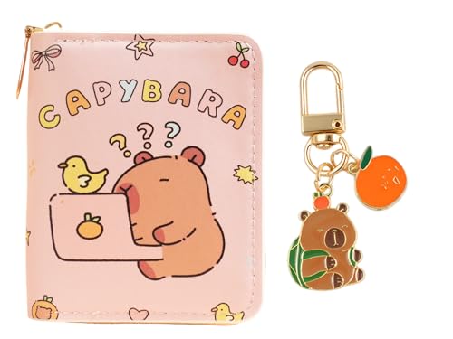Neguee New Cute Capybara Coin Purse: Short PU Leather Zipper Design, Fashionable Animal Print, Lightweight & Portable – Perfect for Personal Use or Gift-Giving
