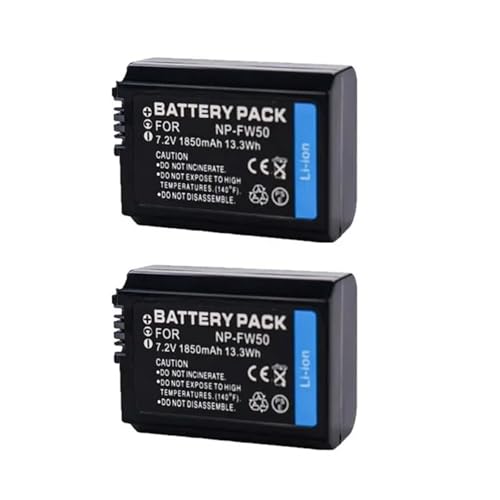 NVVSHND Batería NP-FW50, Compatible con cámara Sony Alpha A6000 A5000 A6500 A6300 NEX-3 A7R A7S NEX-7 NEX-5R