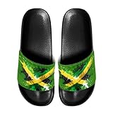 Tomeusey Men's Jamaica Flag Slides Slippers Non-Slip Bathroom Shower Sandals Soft Lightweight Indoor and Outdoor Slides Black Sole 9.5