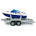 Large ATV Toy with Trailer Speedboat Tow Truck Flatbed Transport Police Motorcycle Toy Vehicle 2 in 1 Playset, Light Sound, Toys Trucks for Boys 3 4 5 6 7 Years Old Kids Toddlers Birthday Gifts, blue