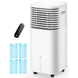 4-IN-1 Portable Air Conditioners, Evaporative Air Cooler w/4 Modes & 3 Speeds, 15H Timer for Smart Auto-off, 2-Gal Tank for 20H Cooling,17FT Remote,No Hose Needed,120°Oscillating Swamp Cooler