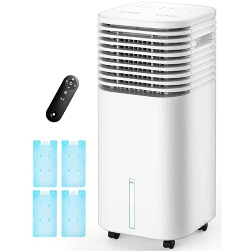 4-IN-1 Portable Air Conditioners, Evaporative Air Cooler w/4 Modes & 3 Speeds, 15H Timer for Smart Auto-off, 2-Gal Tank for 20H Cooling,17FT Remote,No Hose Needed,120°Oscillating Swamp Cooler