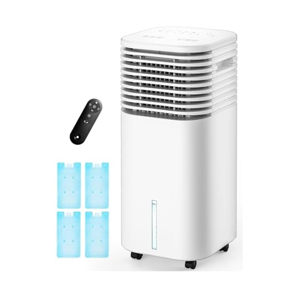 4-IN-1 Portable Air Conditioners, Evaporative Air Cooler w/4 Modes & 3 Speeds, 15H Timer for Smart Auto-off, 2-Gal Tank for 20H Cooling,17FT Remote,No Hose Needed,120°Oscillating Swamp Cooler