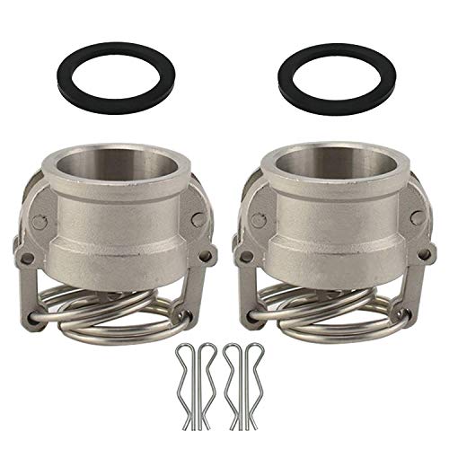 2PCS Cam and Groove Fitting, Aluminum, Type DC, 2  Dust Cap, with 2PCS Camlock Gasket Fitting (2 )