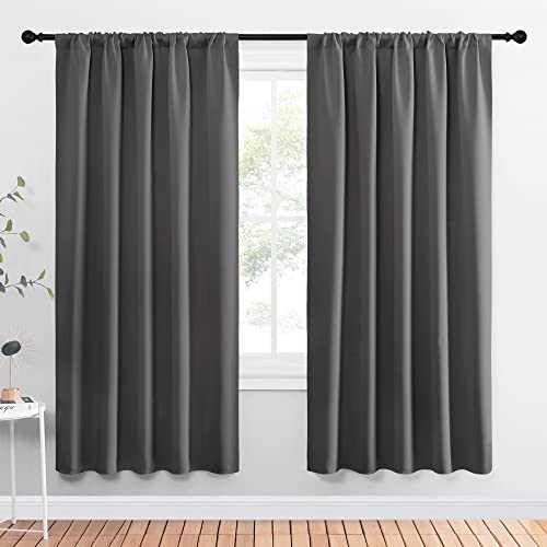 NICETOWN Blackout Curtain Panels for Window - Thermal Insulated Rod Pocket Blackout Drapes/Draperies for Dining Room (2 Panels, W52 x L72 inches, Grey) Grey 52"W x 72"L (Pack of 2)