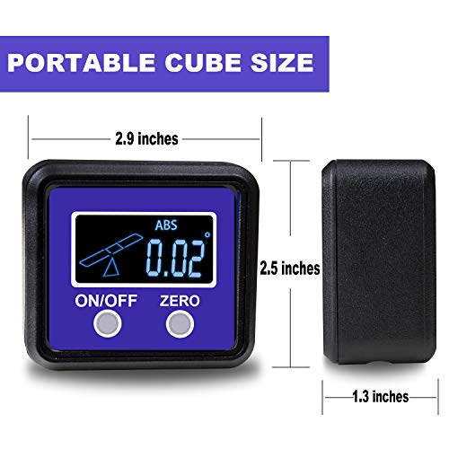 Digital Angle Gauge and Protractor, eOUTIL Digital Angle Finder Inclinometer Level Box with Magnetic Base for Woodworking, Table Saw, Construction, Drilling Machinery, Masonry (Blue)