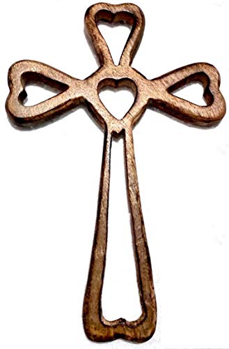 S.b.arts Christian Wooden Wall Cross Handmade Antique Design Hanging Wall Crucifix With Hand Carvings Hanging Cross For Wall Decor, Church Hanging Ornament, Living Room Home Decor Small 12 X 8 Inches #TOP9