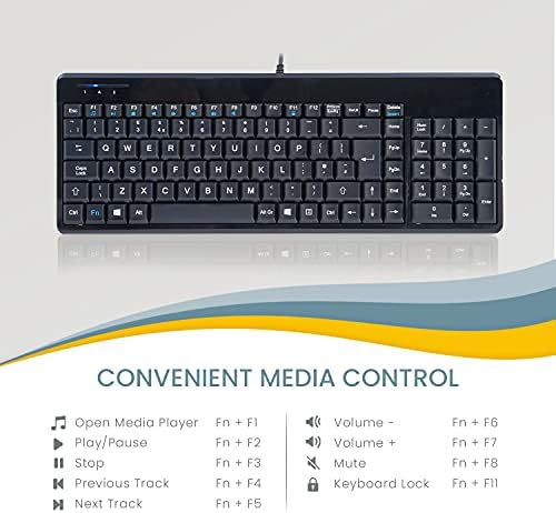 Perixx PERIBOARD-220U Wired USB Compact Keyboard with Numeric Keypad, Black, UK Layout
