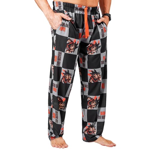 Dragon Ball Z Mens Pyjama Bottoms PJs Anime Loungewear Teens Breathable Trousers Lounge Pants with Pockets Gifts for Men (S Multi)
