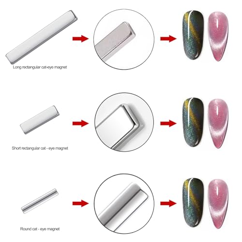 DANNEASY 55pcs Cat Eye Magnet for Nails, Cat Eye Gel Nail Polish Magnet Kit, Strong Magnetic Nail Polish Tools, Cat Eye Nail Art Magnet for Salon & Home DIY Nail Accessories