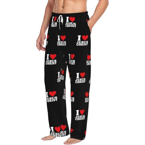 I Love Jesus Christ Men's pajama pants Large2