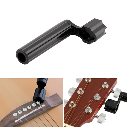 Metallor Guitar String Winder Bridge Pin Remover Speed Peg Puller for Guitar Bass Banjo Mandolin Ukulele and More String Instruments Black. - Thumbnail 6