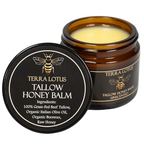 Organic Grass-Fed Beef Tallow Balm with Raw Honey - Moisturizing Cream for Soft, Smooth Skin - Handmade All-Natural Moisturizer (57g, Unscented)