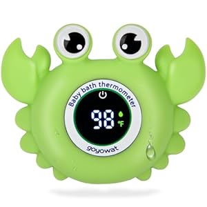 Baby Bath Thermometer with LED Display, Floating Crab Toy – 2-in-1 Water Safety Sensor for Infants, Color-Coded Alerts (Hot/Cold), Bath Tub Temperature Monitor, Cute Floating Bath Toy, Nursery