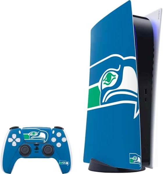 Skinit Decal Gaming Skin Compatible with PS5 Bundle - Officially Licensed NFL Seattle Seahawks Double Vision Design