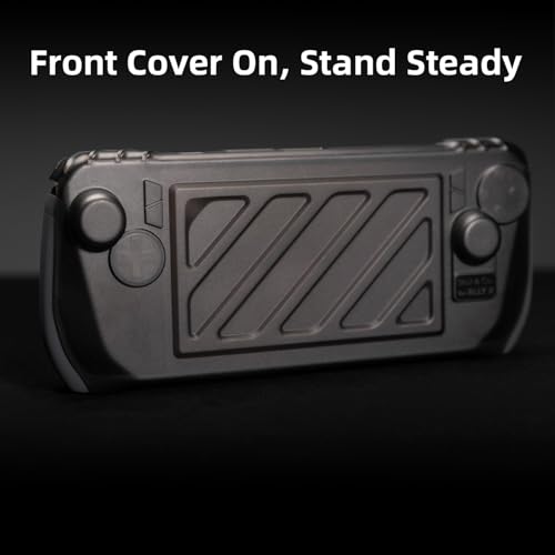 Skull & Co. Stand Grip GripCase Front Cover Bundle for ROG Ally X: Protective Case with Textured Grips Full Protection with Hardshell Front Cover Handheld Design- Smoky Black