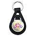 Black Leather Personalized Custom 1 Line Hibiscus Flowers Tropical Keychain