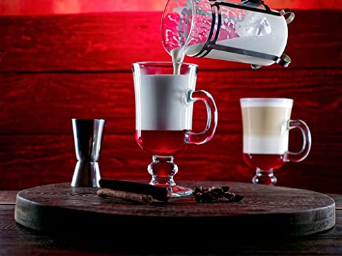Image of 250 ML Glass Coffee Mug Set, with Convenient Handle, Tea Glasses for Hot /Cold Beverages, Thermal Shock Resistant, Tempered Glass, Mugs for Cappuccino Pack of 2 (PN - 01, 2 Count (Pack of 1))