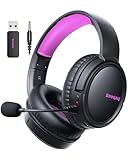 BINNUNE Wireless Gaming Headset — 2.4GHz Low-Latency USB Dongle + Bluetooth, 50mm Drivers 7.1 Surround, Noise-Cancelling Mic, 40H Battery — Over Ear Wireless Headphones for PS5, PC, Laptop, Purple