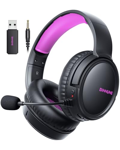Image of BINNUNE 2.4GHz Wireless Gaming Headset with Mic for Ps5 /4, PC, Mac, Bluetooth Gaming Headset with Flip Microphone,Headphones for Laptop Computer