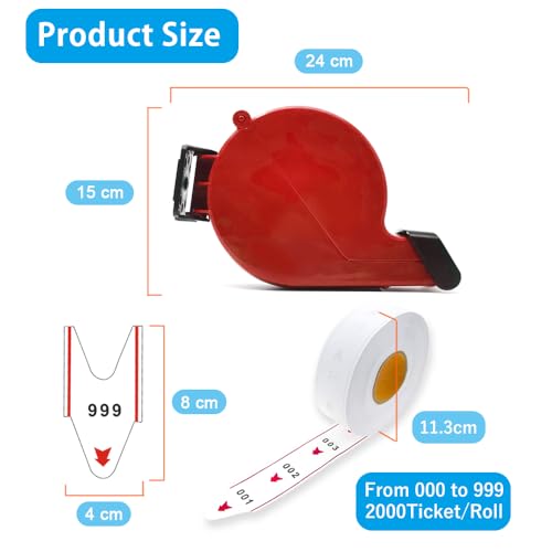 Take-A-Number Dispenser (Red) with Number Ticket Roll (3-Digit) — Queue Ticket Machine for Pickup/Order/Deli Counter, Bakery, DMV , Post Office, Pharmacy & Clinic by KOQICALL - Used condition - Image 2