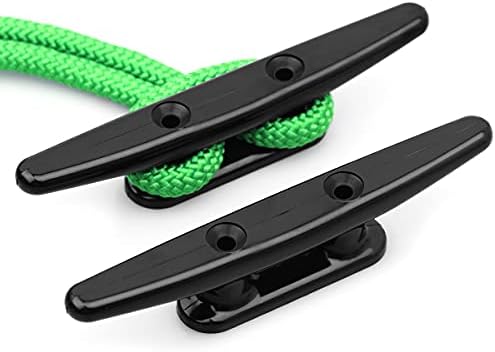 Boat Cleat Open Base 6 Inch,Dock Cleat Used for Kayak Black Nylon Marine Mooring Accessories,Pack of 2,Include Installation Screws