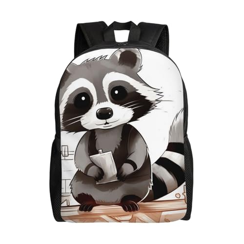Sac à dos ordinateur 15 pouces raton laveur noir pour voyage et travail