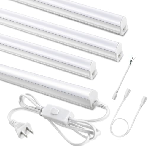 T5 LED Shop Lights 4FT, 20W 2300lm 6500K, Cabinet and Garage Light 4 Pack