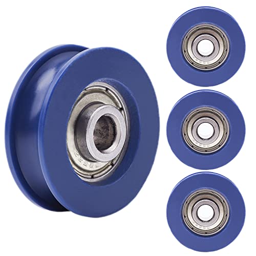 Rainure en U Poulies 4Pcs 5x25.5x8.5mm U Groove Poulie Roller Guide Wheel Nylon Guide Roller pour Portes et Fenêtres Armoires Tiroirs,Bleu Cover