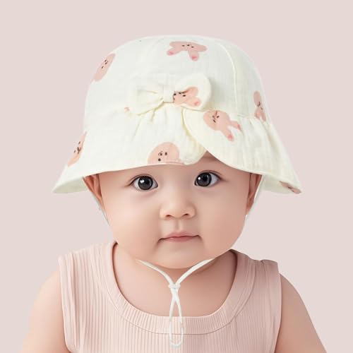 Kids Sun Hat Summer UV Protection Adjustable Bucket Hat Baby Cute Bow Cotton Beach Hats Cap for Toddler Girls Boys2