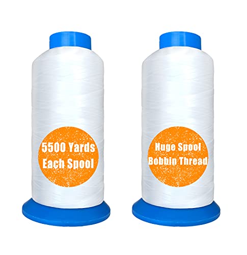 Set de 2 bobinas grandes de hilo blanco para máquina de bordar miniatura 1