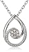 Sterling Silver Teardrop Swirl Diamond Pendant Necklace, 16" + 2" Extender