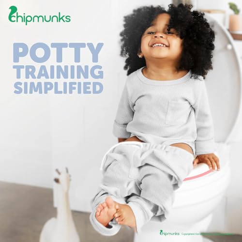 Image of Chipmunks Baby Portable Baby Potty Training Toilet Seat Cover with Non-Slip Base, Splash Guard, and Storage Hook-Ideal for 1-5 Year Child, Fits Round & Oval Western Toilets, Toddler Travel-Friendly