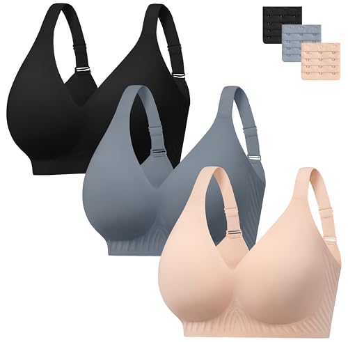 habibee Push Up Bras for Women Plus Size Wireless Full Coverage Bra for Large Breast, Seamless Everyday Bralette 32D-44D