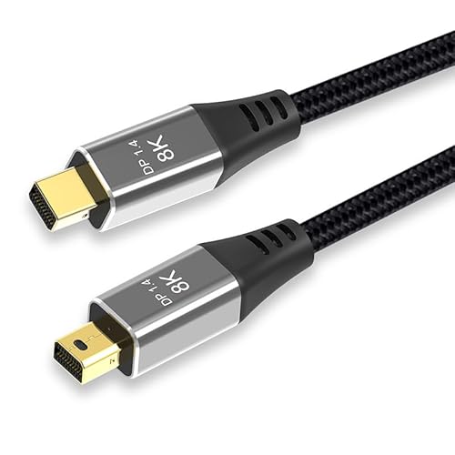 2M/6.6FT 8K Mini DisplayPort to Mini DisplayPort Cable Lead 8K@60Hz, 4K@144Hz, 2K@240Hz Mini DP to Mini DP Cord 1.4 Ultra HD Converter Adapter for Laptop, PC, Notebook, Computer, Monitor, MacBook,iMac